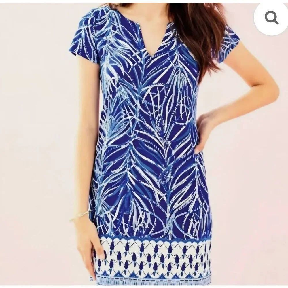 Lilly Pulitzer UPF 50+ Sophiletta Dress in Twilight Blue Early Riser sz Large